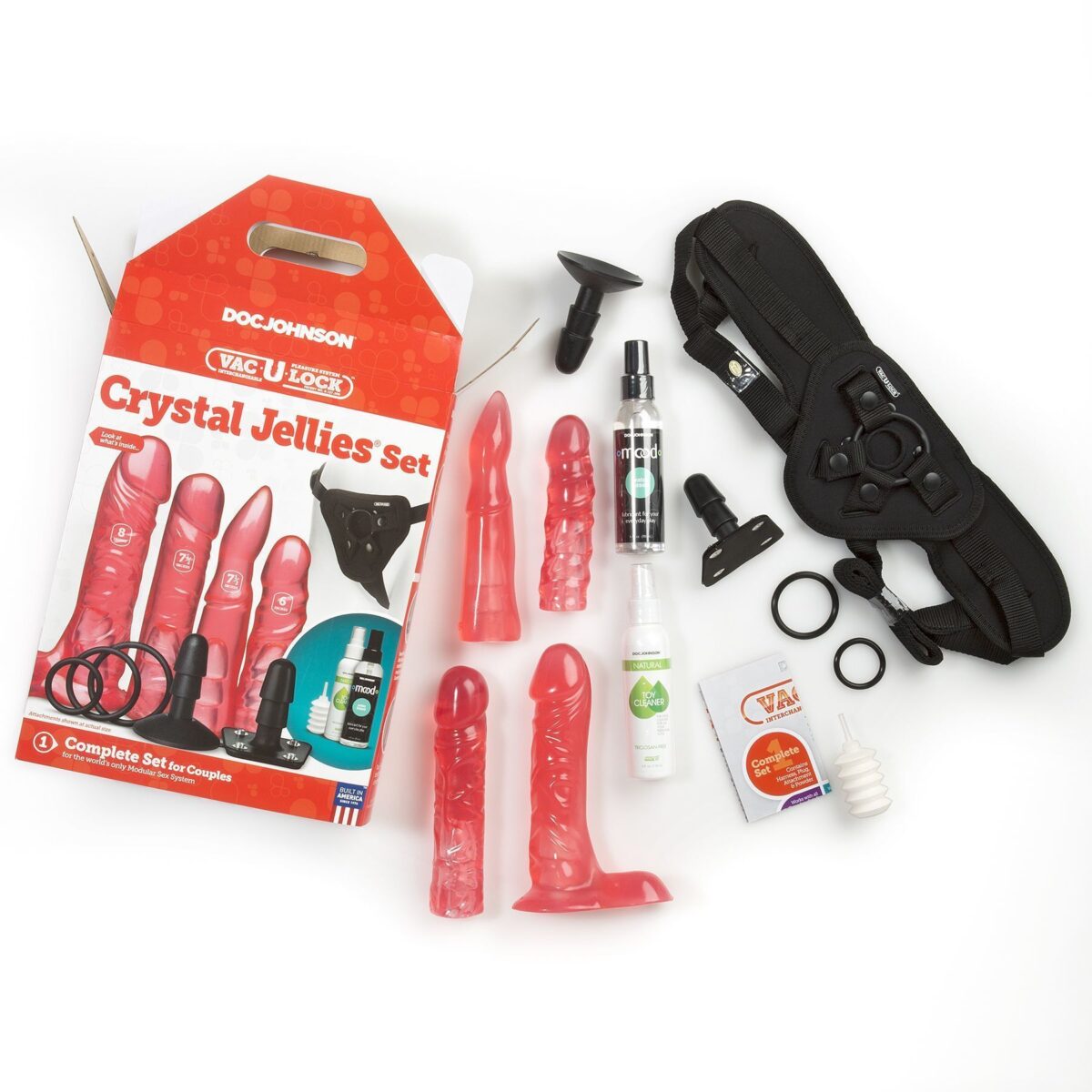 Набір для страпона Doc Johnson Vac-U-Lock Crystal Jellies Set (м'ята упаковка!!!) - Зображення 7