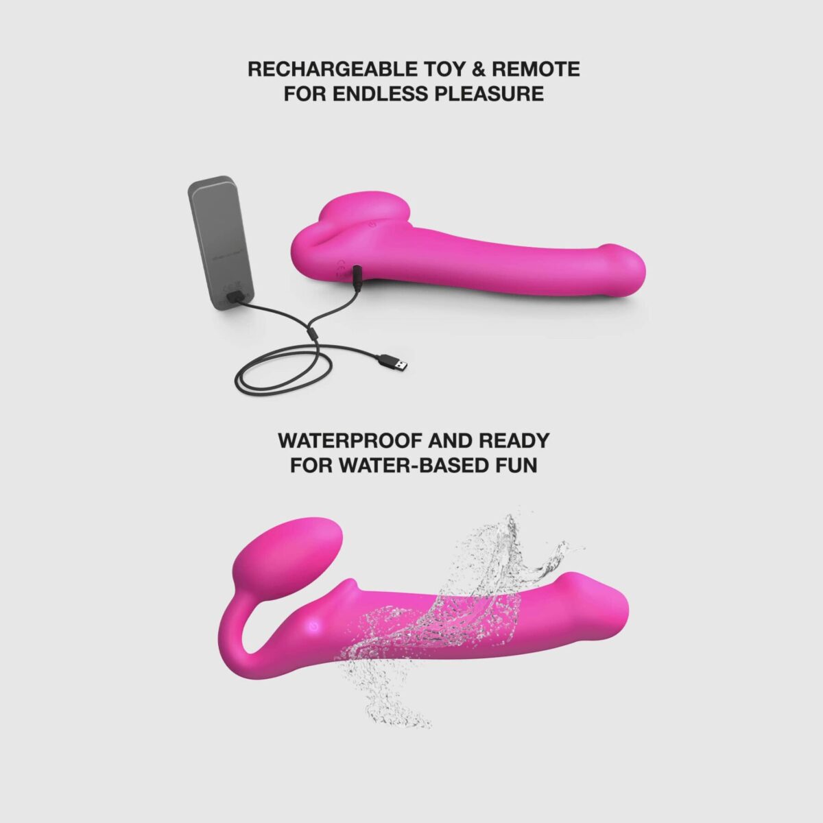 Безремінний страпон з вібрацією Strap-On-Me Vibrating Fuchsia M, діаметр 3,8 см, пульт ДК, регульований - Зображення 4