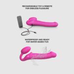 Безремінний страпон з вібрацією Strap-On-Me Vibrating Fuchsia M, діаметр 3,8 см, пульт ДК, регульований - Зображення 4