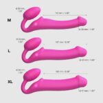 Безремінний страпон з вібрацією Strap-On-Me Vibrating Fuchsia M, діаметр 3,8 см, пульт ДК, регульований - Зображення 5