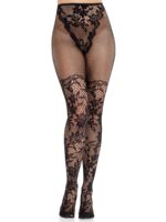 Колготки Leg Avenue Dahlia Lace Tights with Net Thigh Detail One Size - Зображення 4