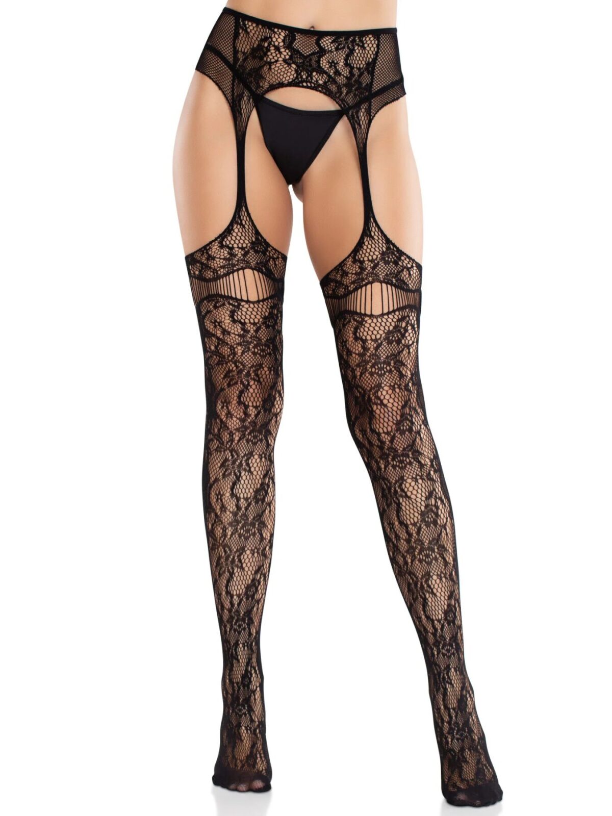 Колготки Leg Avenue Net Stockings with Attached Garter Belt One Size Black - Зображення 3