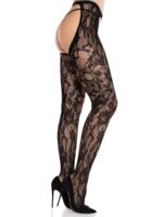 Колготки Leg Avenue Rose Lace Crotchless Tights with Open One Size Black - Зображення 3