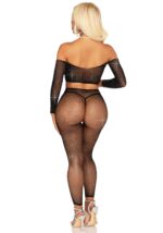Комплект Leg Avenue Rhinestone Fishnet Crop Top and Legging One Size Black - Зображення 2
