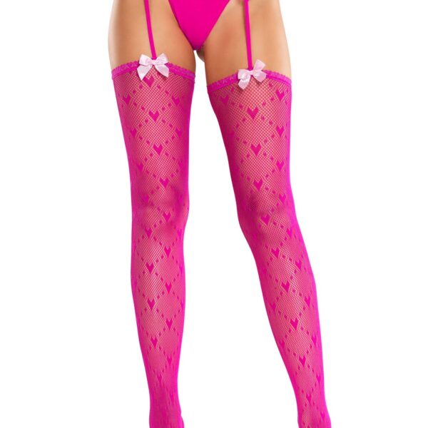 Колготки-панчохи Leg Avenue Heart Garterbelt Stockings One Size Magenta