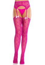 Колготки-панчохи Leg Avenue Heart Garterbelt Stockings One Size Magenta - Зображення 4