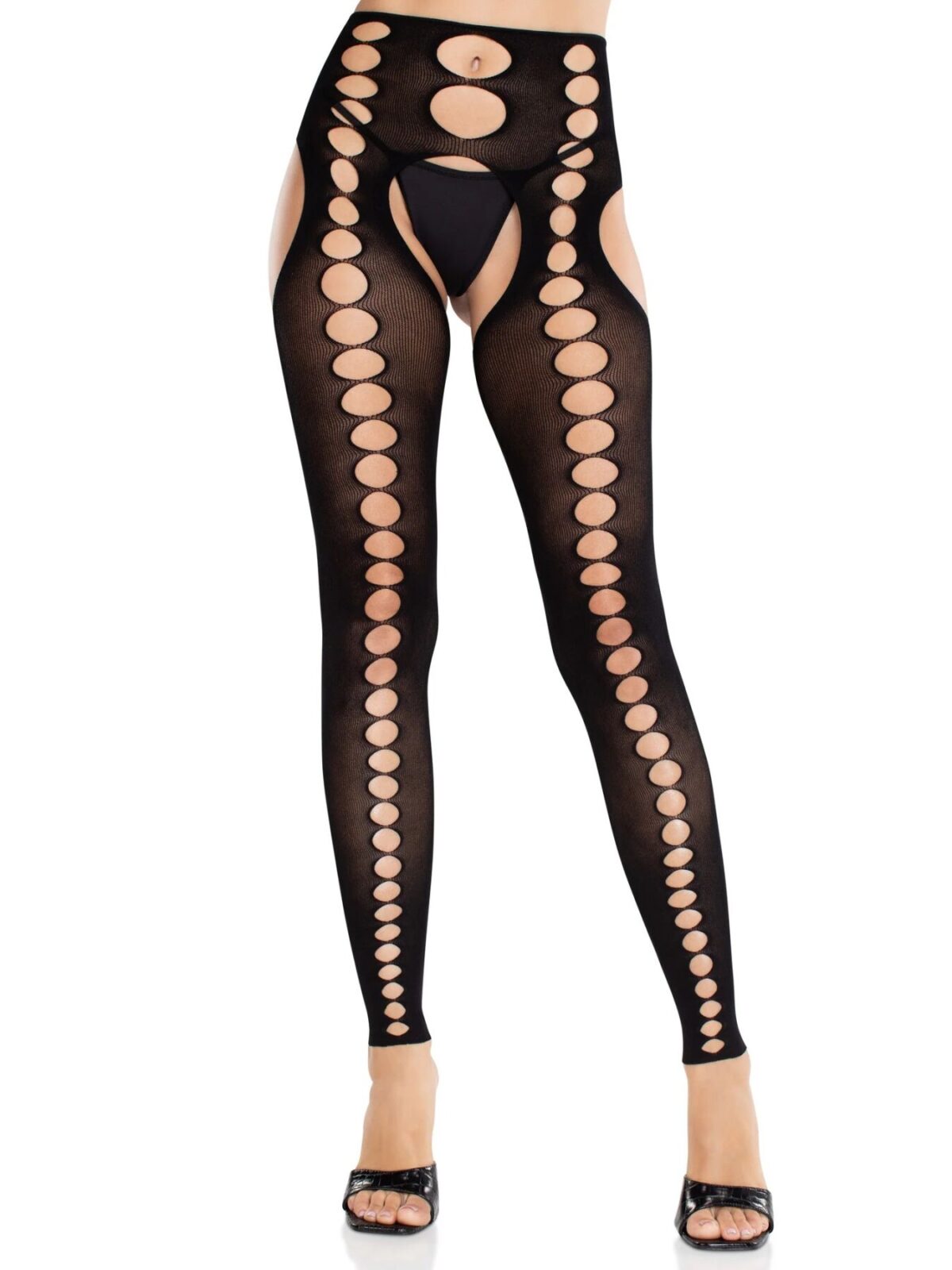 Колготки Leg Avenue Seamless Opaque Footless Suspender Hose One Size Black - Зображення 1