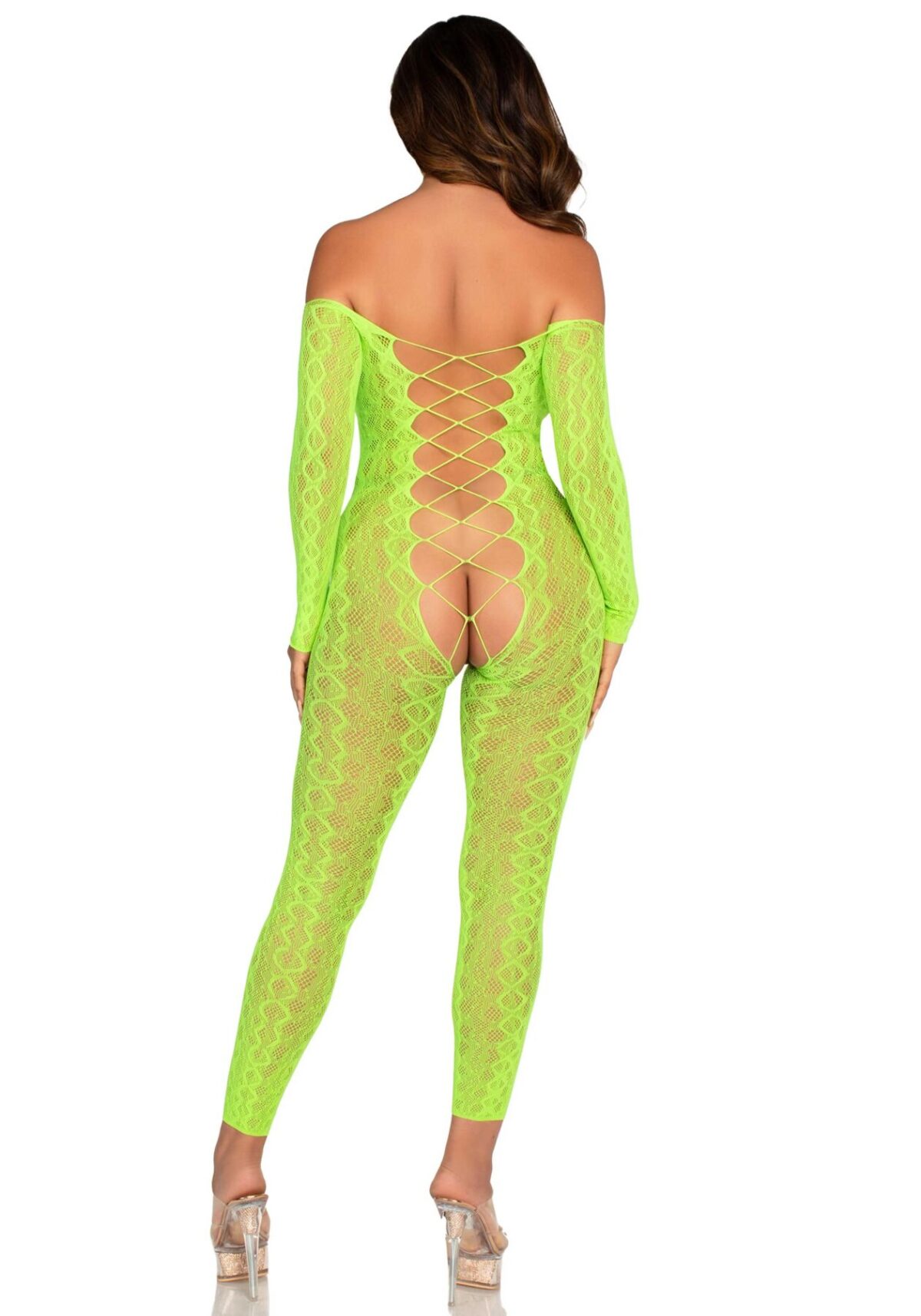 Бодістокінг Leg Avenue Crotchless Footless Lingerie Bodystocking One Size Neon Green - Зображення 2