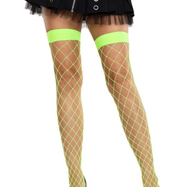 Панчохи у велику сітку Leg Avenue Fence Net Thigh Highs Neon Green, one size