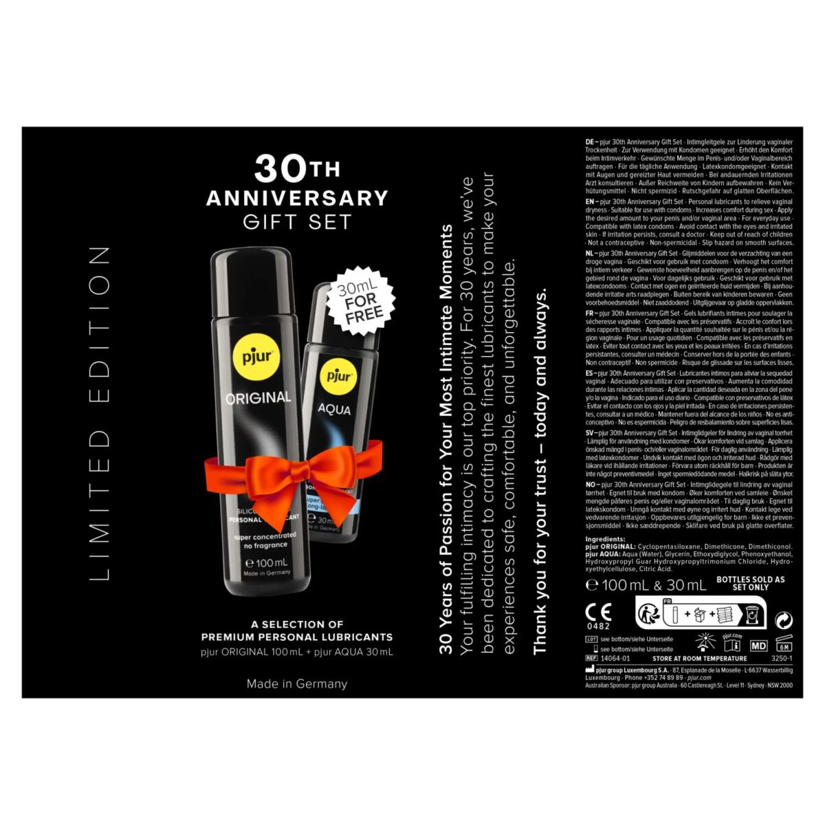 Ювілейний набір лубрикантів pjur 30th Anniversary Gift Set: Original 100 мл та Aqua 30 мл - Зображення 4