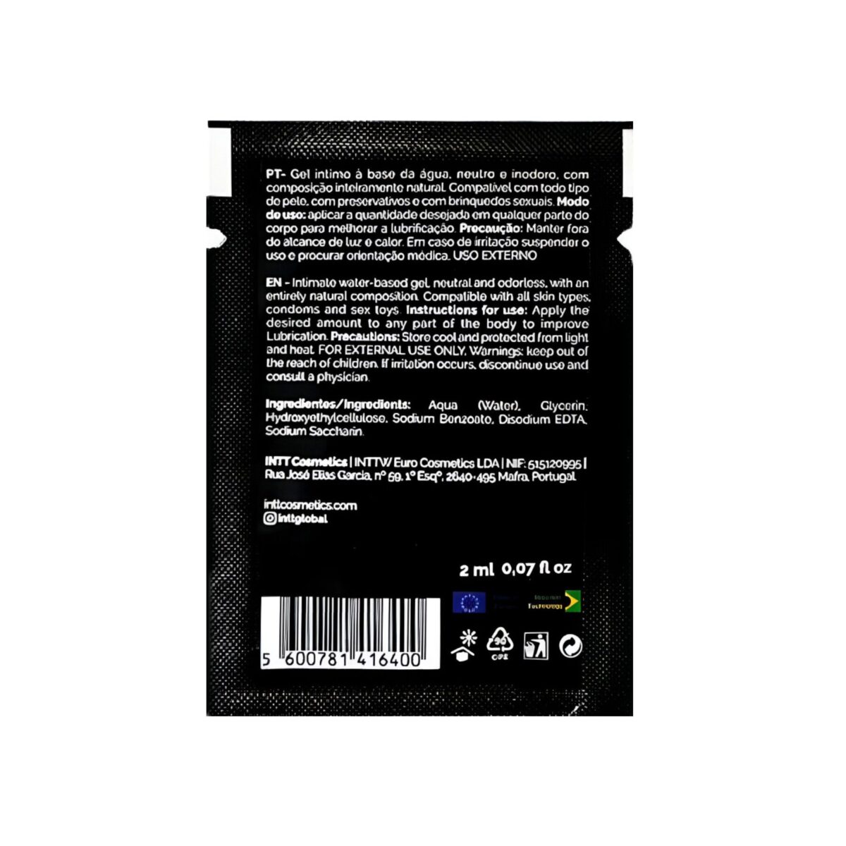 Пробник лубриканта на водній основі Intt My Lube Natural, 2 мл - Зображення 2