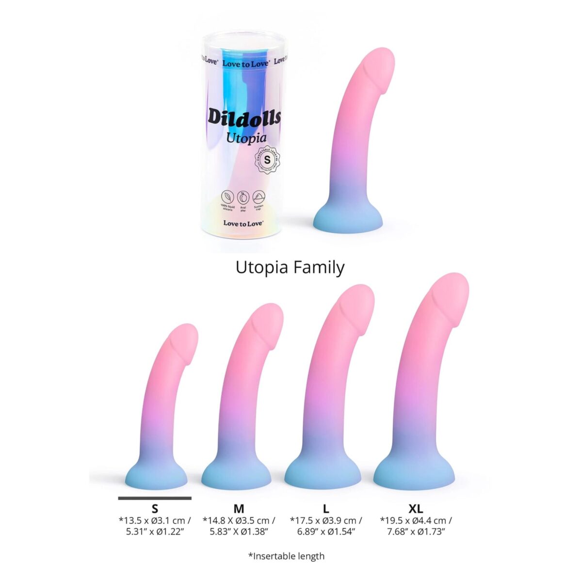 Дилдо з кольоровим градієнтом Love To Love DILDOLLS - UTOPIA S ультрам'який - Зображення 4