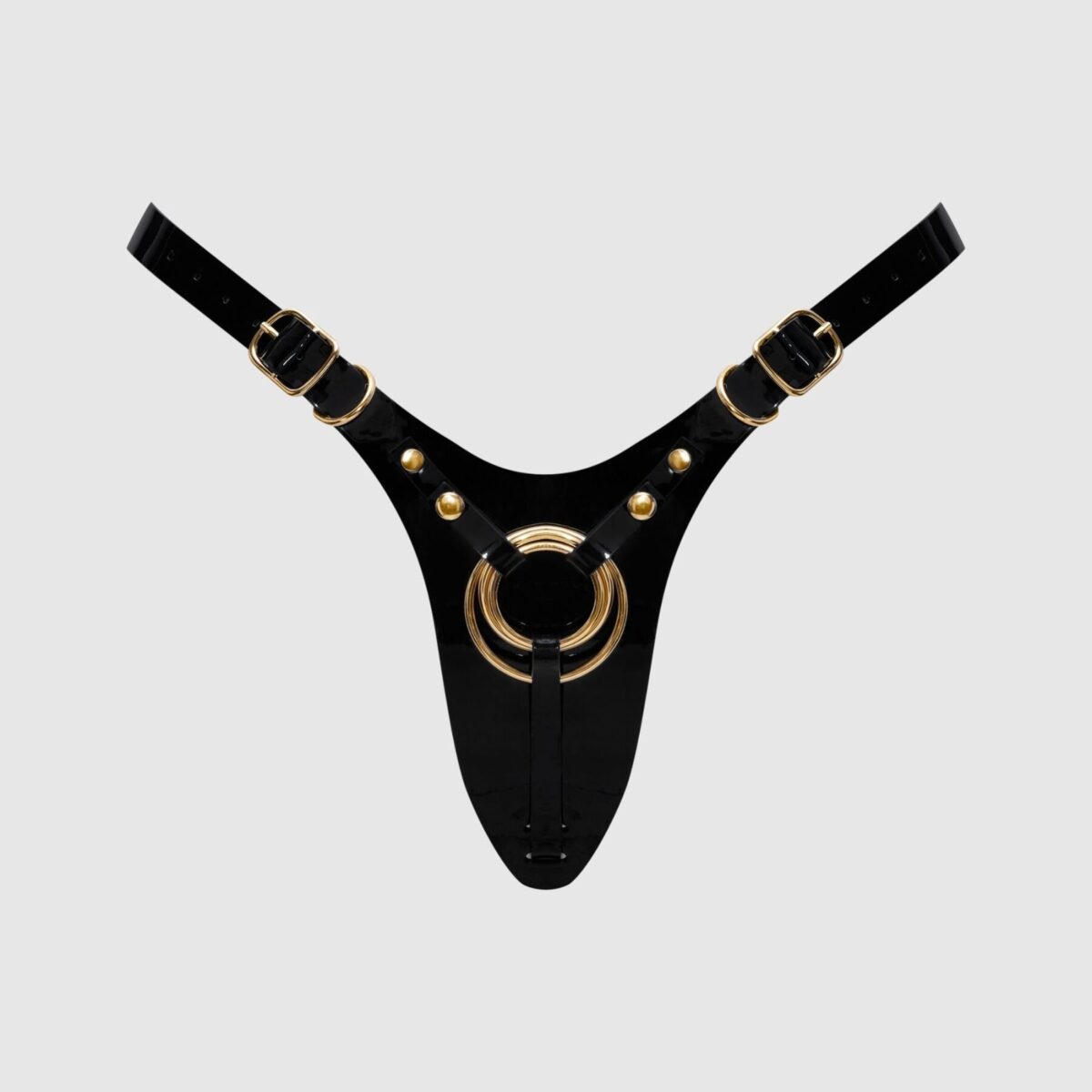 Трусики для страпона Strap-On-Me Leatherette Harness Fabulous - One Size - Black Glossy - Зображення 1