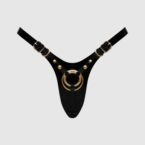 Трусики для страпона Strap-On-Me Leatherette Harness Fabulous - One Size - Black Glossy