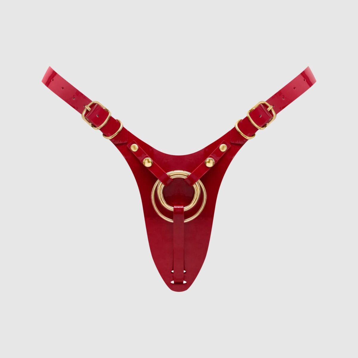 Трусики для страпона Strap-On-Me Leatherette Harness Fabulous - One Size - Red Glossy - Зображення 1