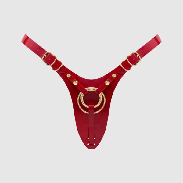 Трусики для страпона Strap-On-Me Leatherette Harness Fabulous - One Size - Red Glossy