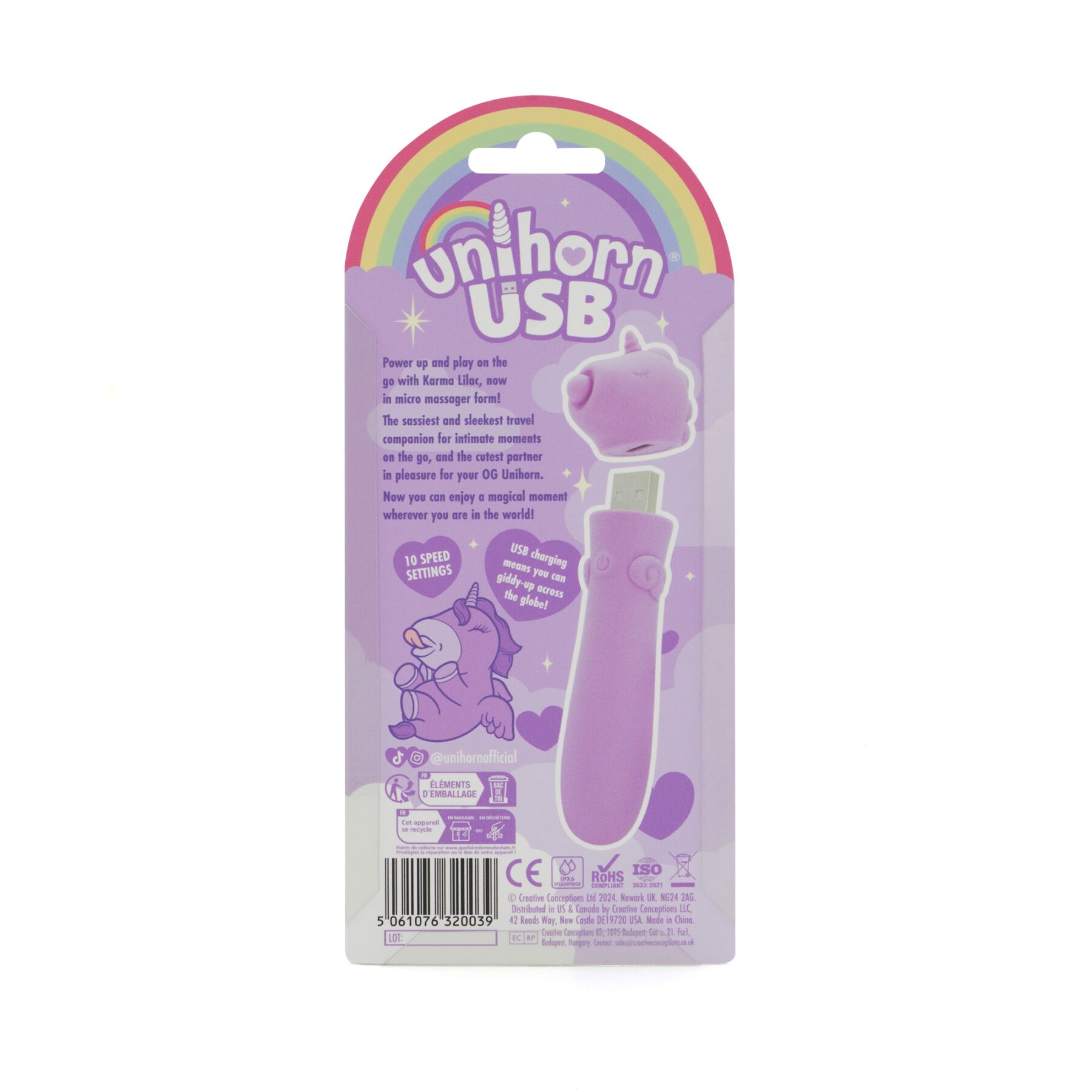 sx2868-89302333122596 Вібратор-єдиноріжка Unihorn USB Bullet - Karma Lilac, віброкуля, USB-зарядка - Зображення 5