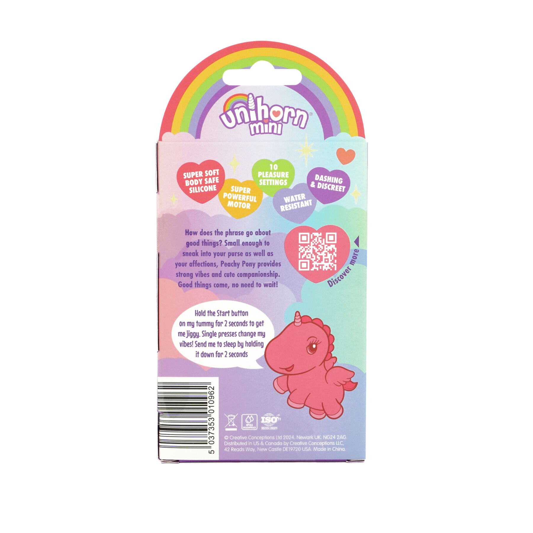 sx2869-89949465920890 Вібратор-єдиноріжка Unihorn Mini - Peachy Pony, брелок з вібрацією - Зображення 4