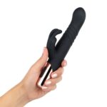 Вібратор-кролик Rosy Gold - Rabbit Vibrator with thrusting function - Black - Зображення 5