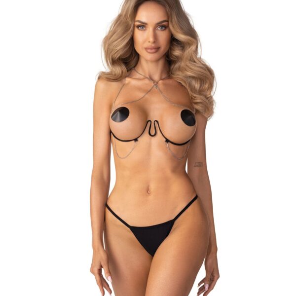 Прикраса на тіло Obsessive Lustique Black harness bra S/M/L