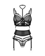 Комплект Obsessive Premisis Black 3-pcs crotchless set S/M - Зображення 2