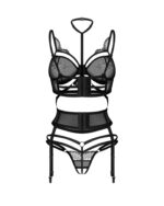 Комплект Obsessive Premisis Black 3-pcs crotchless set L/XL - Зображення 3