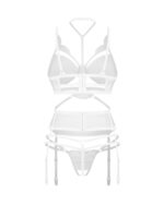 Комплект Obsessive Premisis White 3-pcs crotchless set S/M - Зображення 3