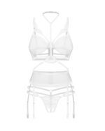 Комплект Obsessive Premisis White 3-pcs crotchless set L/XL - Зображення 2