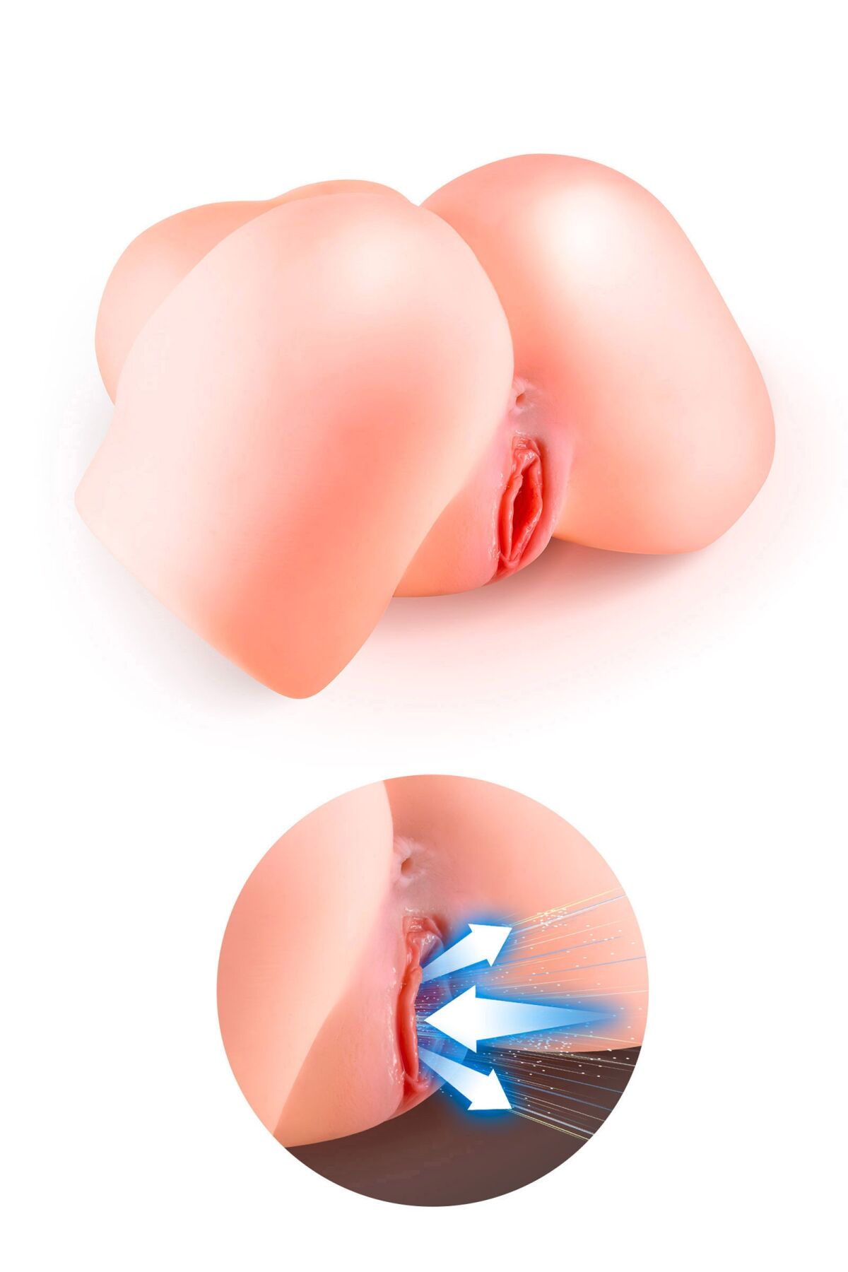 sx3143-18409878659188 Смоктальна вагіна-мастурбатор Real Body Real Nina, вагіна та анус, з вібрацією і звуком - Зображення 1