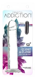 Прозорий фалоімітатор на присосці ADDICTION Vertical Dong 9″, віброкуля в подарунок - Зображення 3