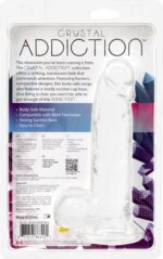 Прозорий фалоімітатор на присосці ADDICTION — Clear Dildo with Balls 8″, віброкуля в подарунок - Зображення 7