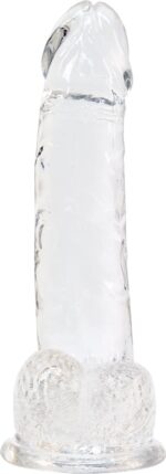 Прозорий фалоімітатор на присосці ADDICTION — Clear Dildo with Balls 8″, віброкуля в подарунок - Зображення 3